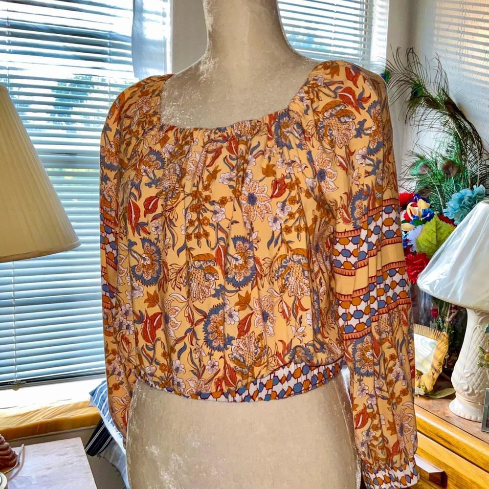 Rachael Zoe Boho Floral Peach Crop top Woman's XS - Picture 3 of 8
